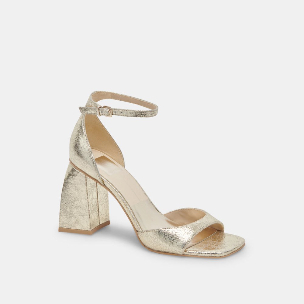 Dolce Vita Janey Heels Platinum Distressed Leather