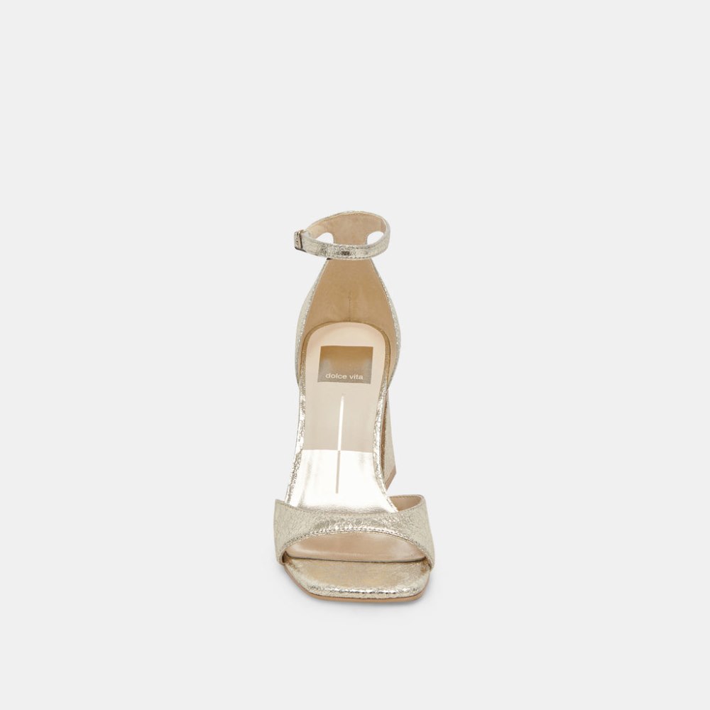 Dolce Vita Janey Heels Platinum Distressed Leather