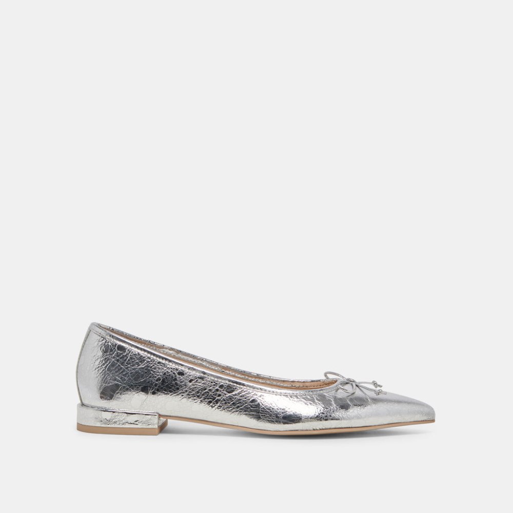 Dolce Vita Palani Ballet Flats Silver Distressed Leather