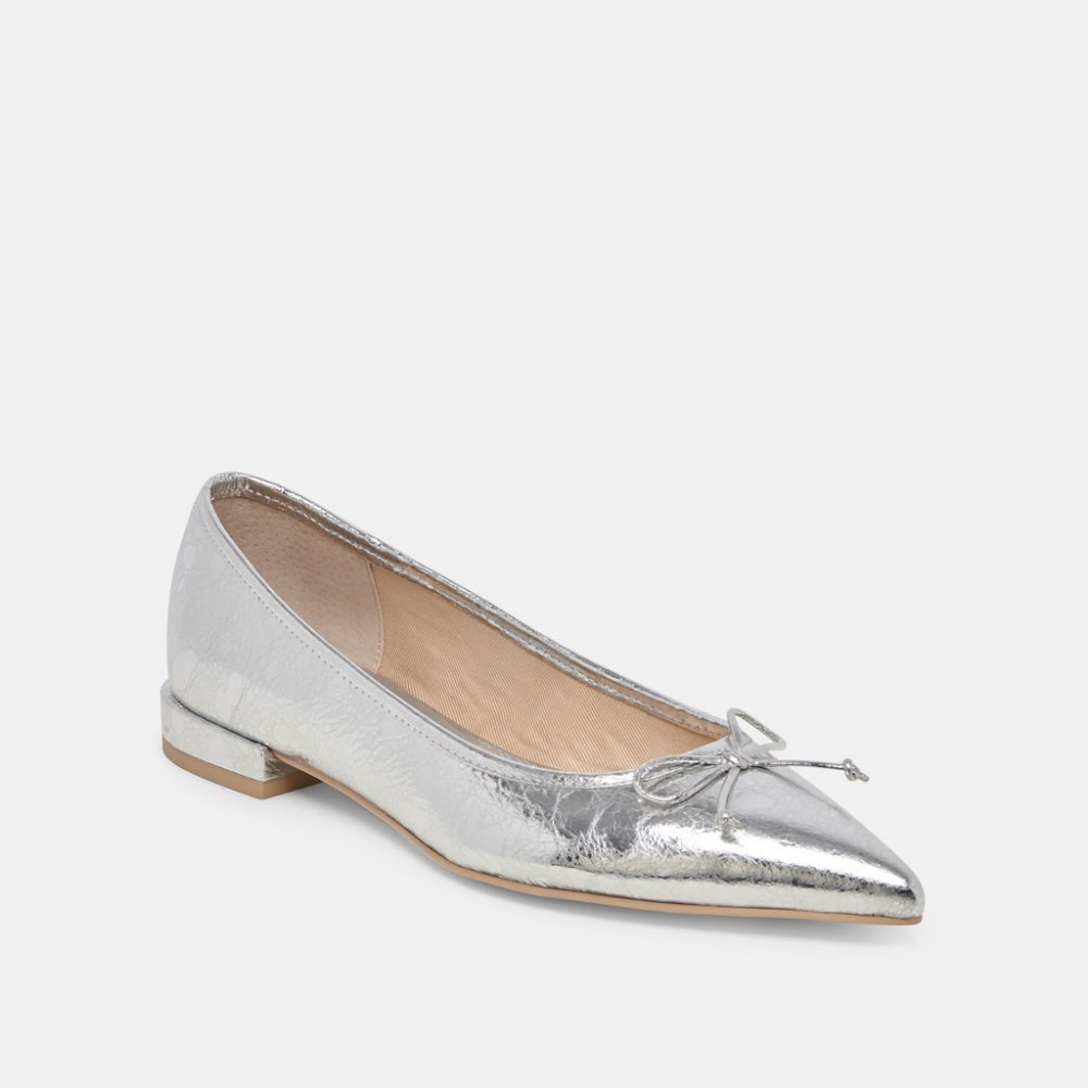 Dolce Vita Palani Ballet Flats Silver Distressed Leather