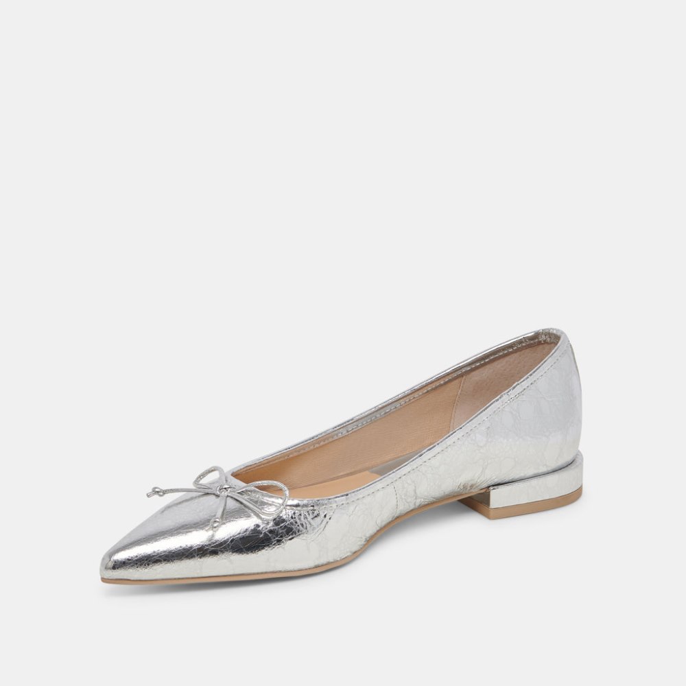 Dolce Vita Palani Ballet Flats Silver Distressed Leather