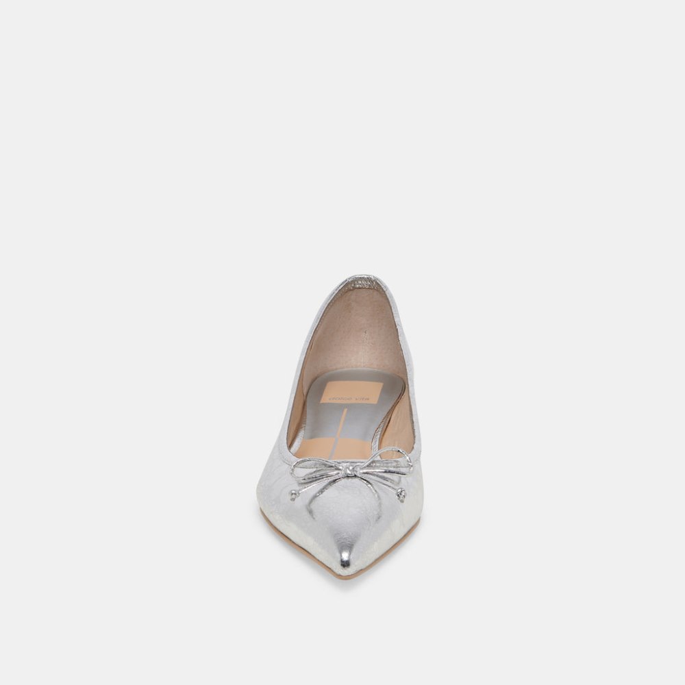 Dolce Vita Palani Ballet Flats Silver Distressed Leather