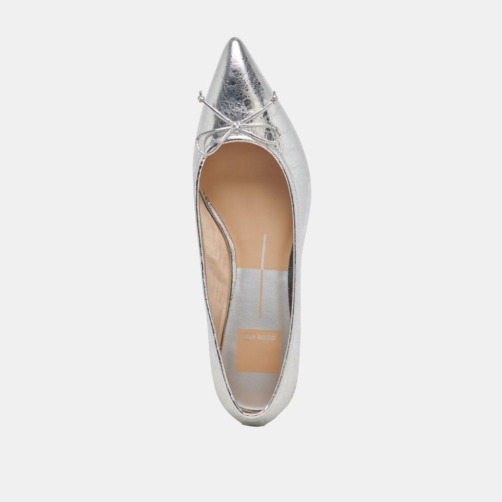 Dolce Vita Palani Ballet Flats Silver Distressed Leather