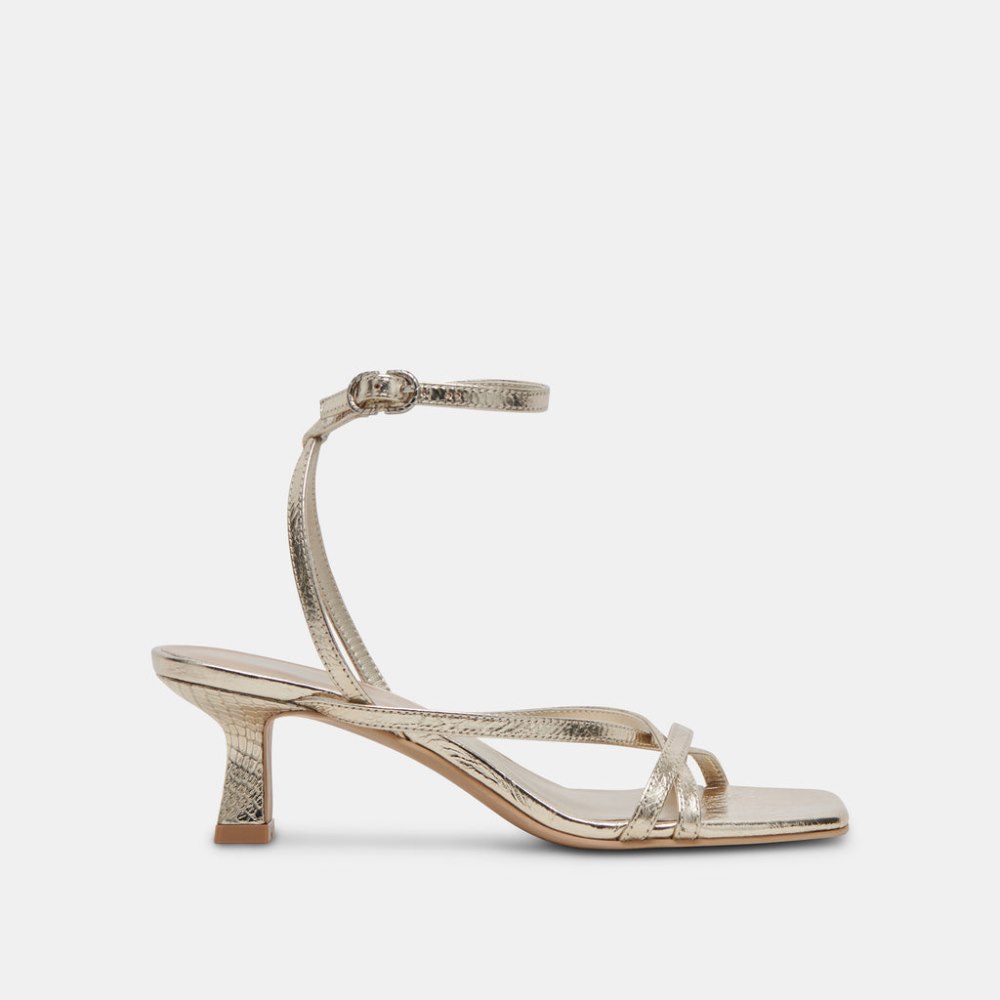 Dolce Vita Zamal Heels Light Gold Crinkle Patent