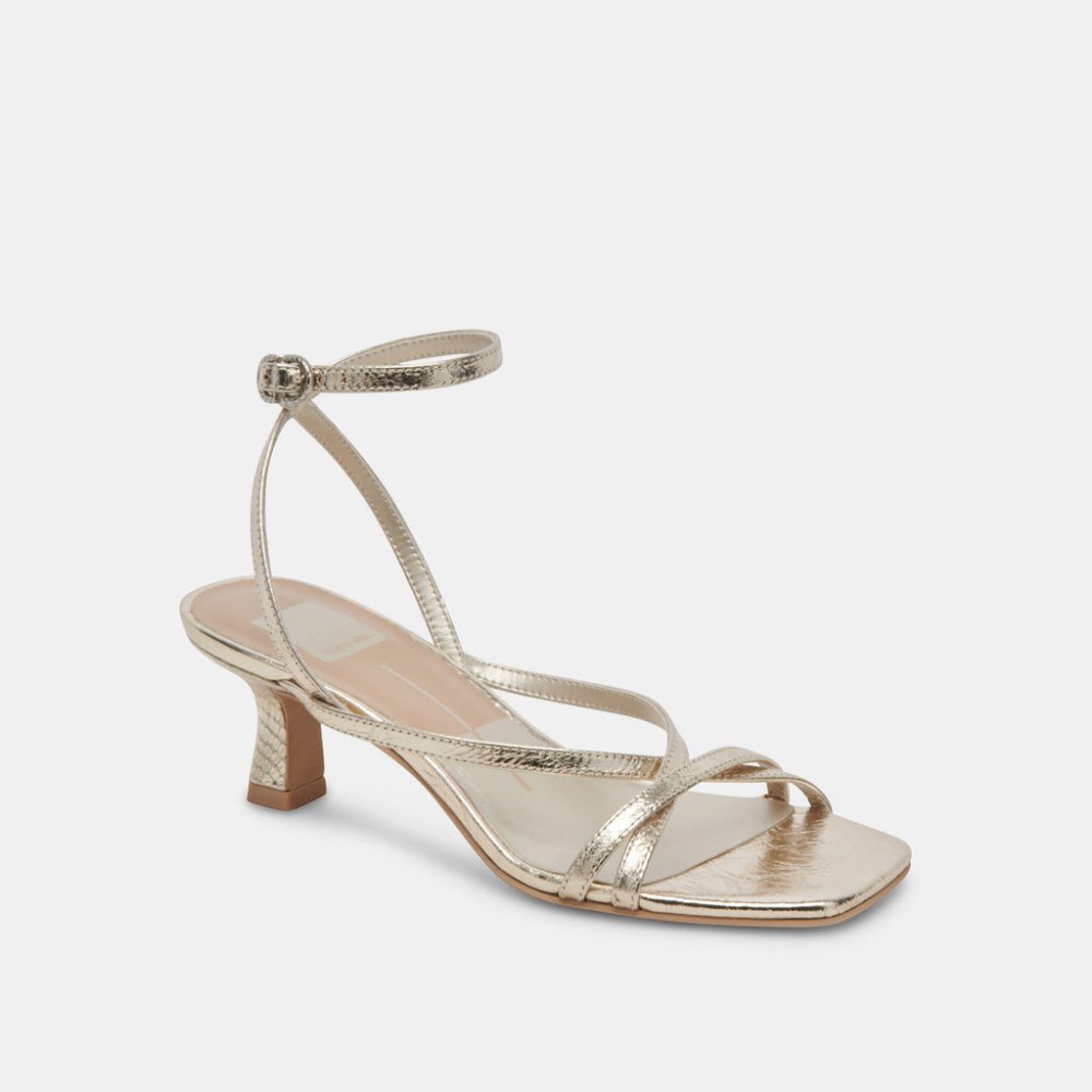 Dolce Vita Zamal Heels Light Gold Crinkle Patent