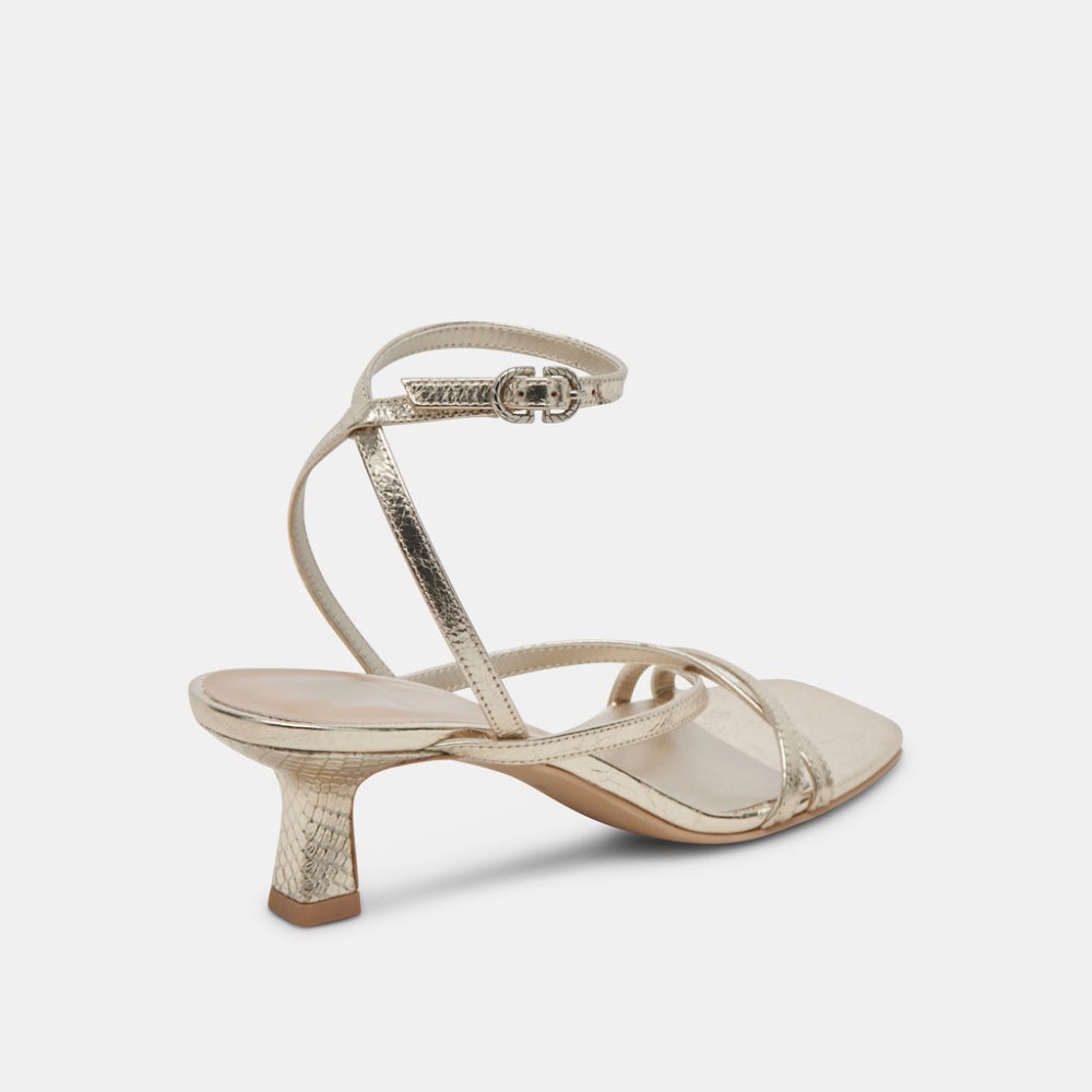 Dolce Vita Zamal Heels Light Gold Crinkle Patent