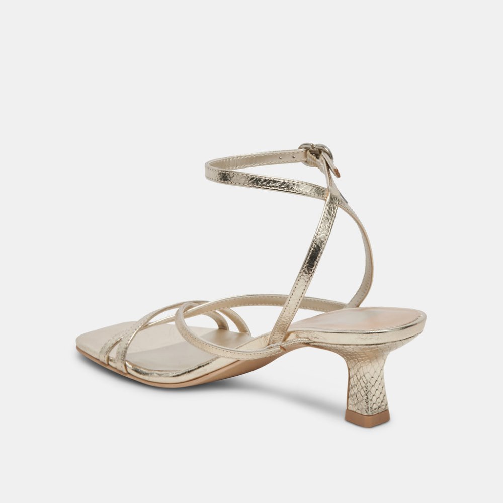 Dolce Vita Zamal Heels Light Gold Crinkle Patent