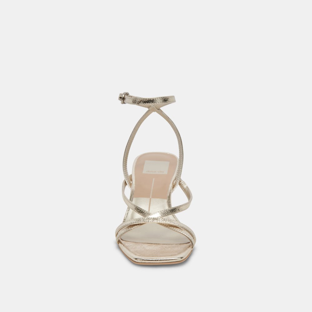 Dolce Vita Zamal Heels Light Gold Crinkle Patent