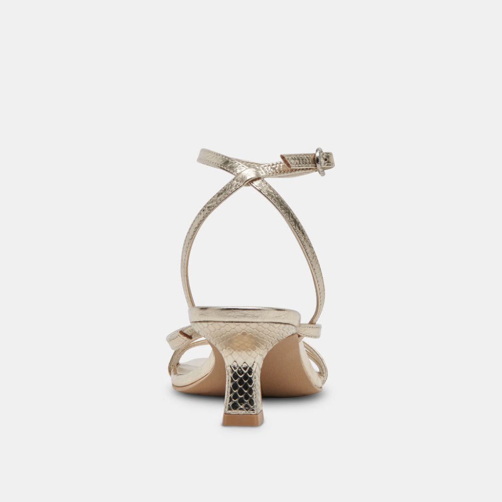 Dolce Vita Zamal Heels Light Gold Crinkle Patent
