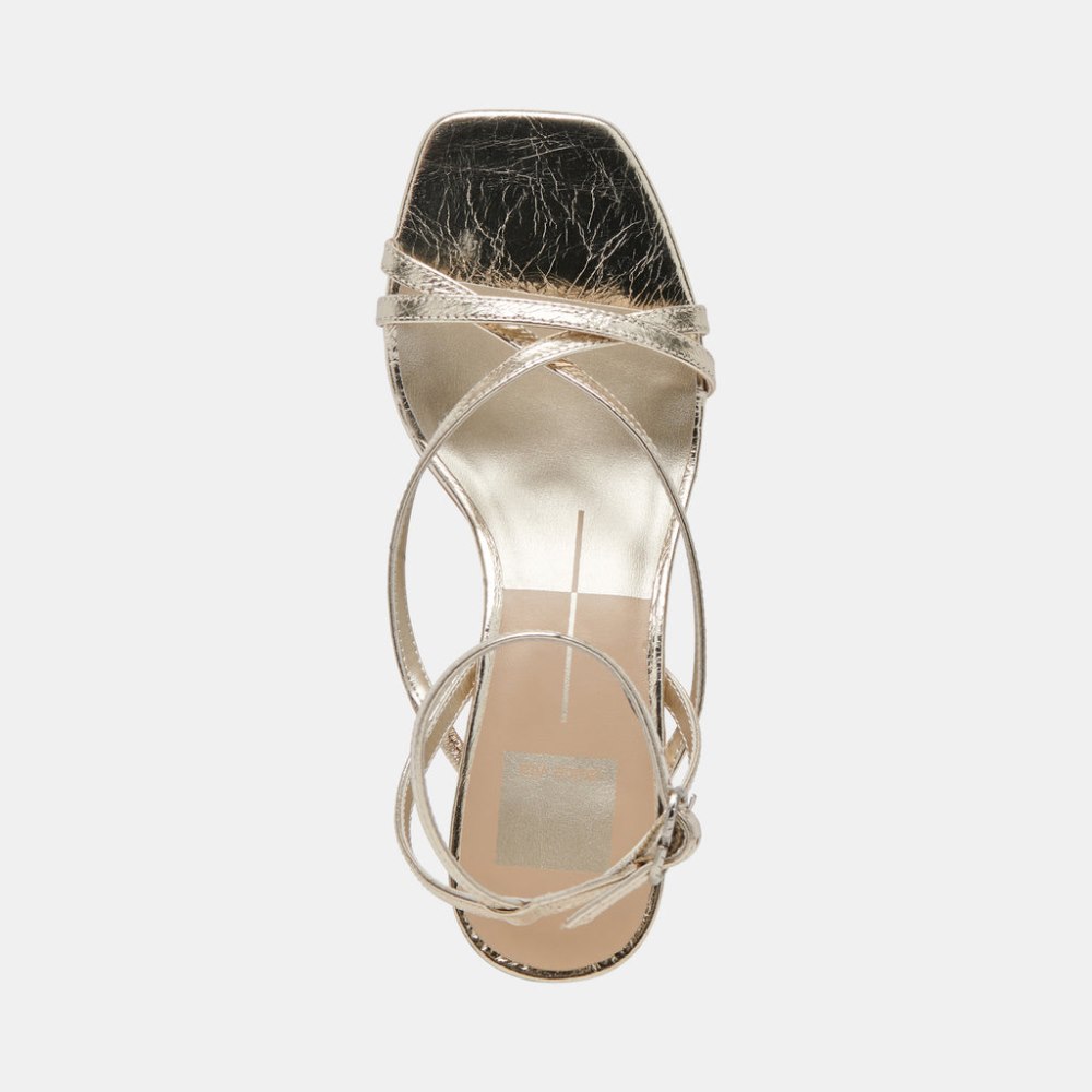 Dolce Vita Zamal Heels Light Gold Crinkle Patent