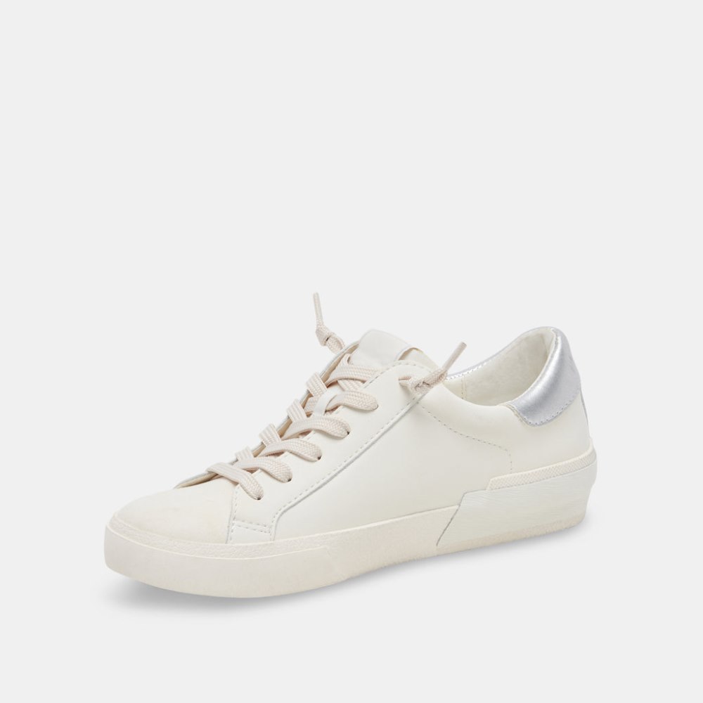 Dolce Vita Zina Foam 360 Sneakers White Silver Recycled Leather