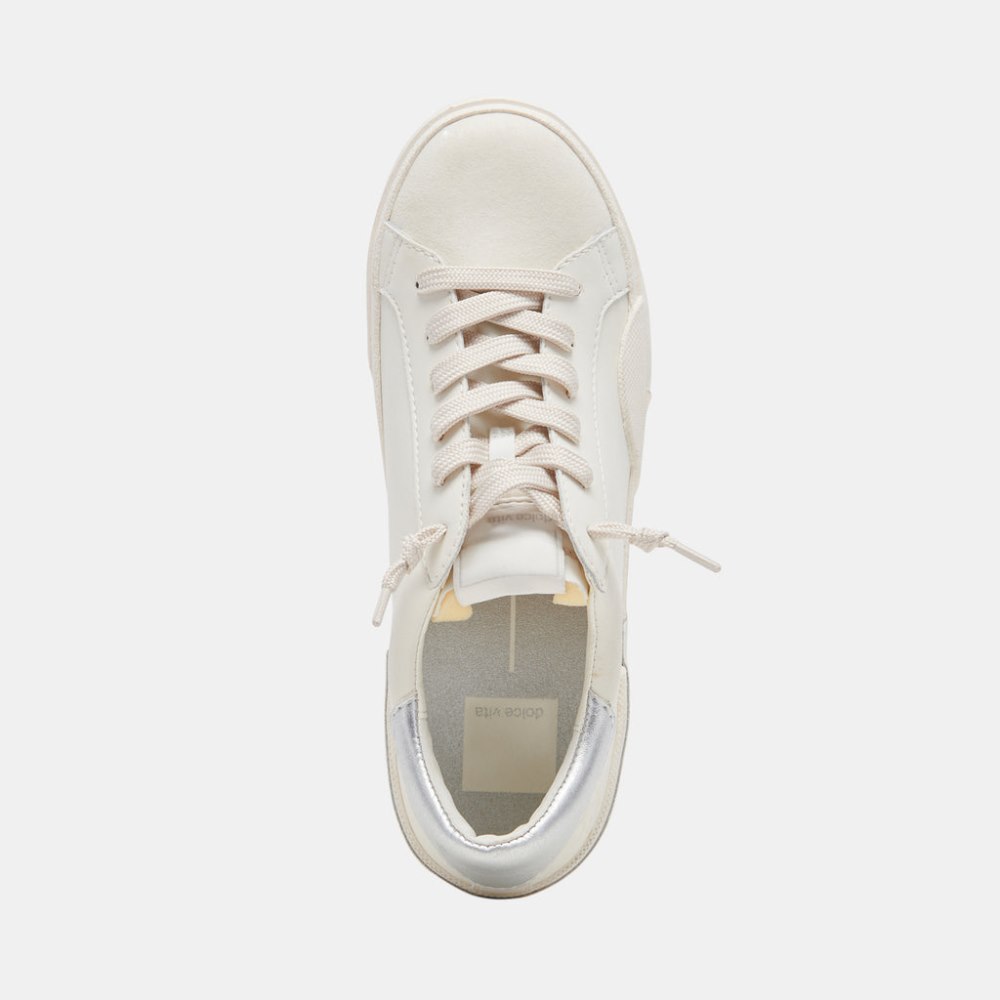 Dolce Vita Zina Foam 360 Sneakers White Silver Recycled Leather