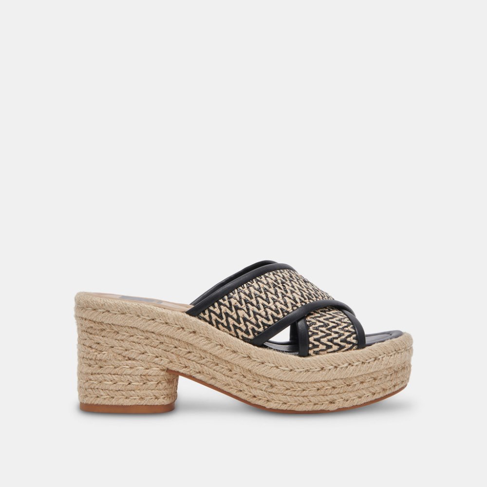 Dolce Vita Eldora Heels White Black Raffia