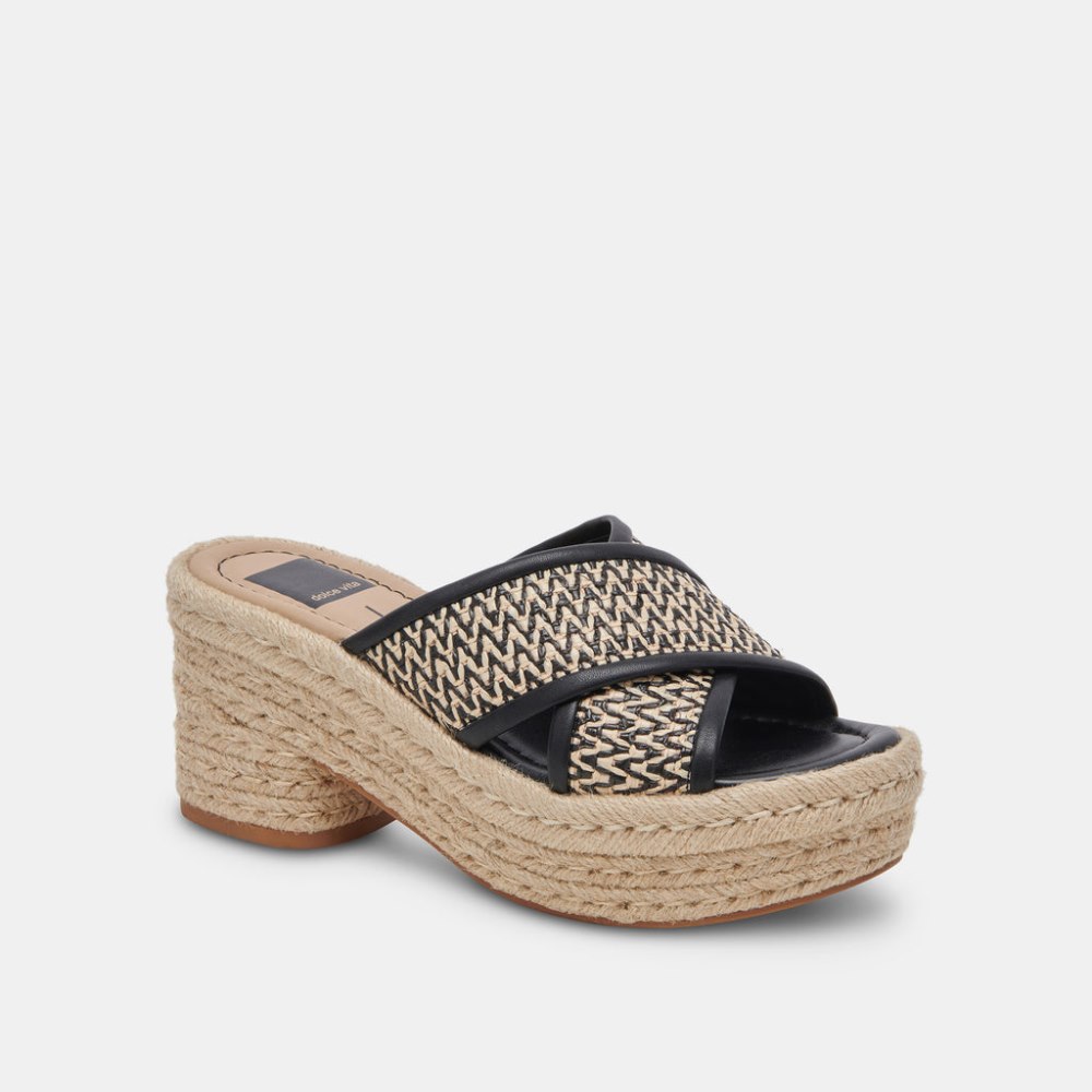 Dolce Vita Eldora Heels White Black Raffia