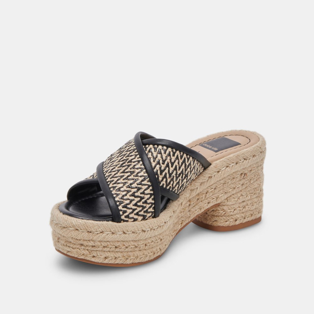 Dolce Vita Eldora Heels White Black Raffia