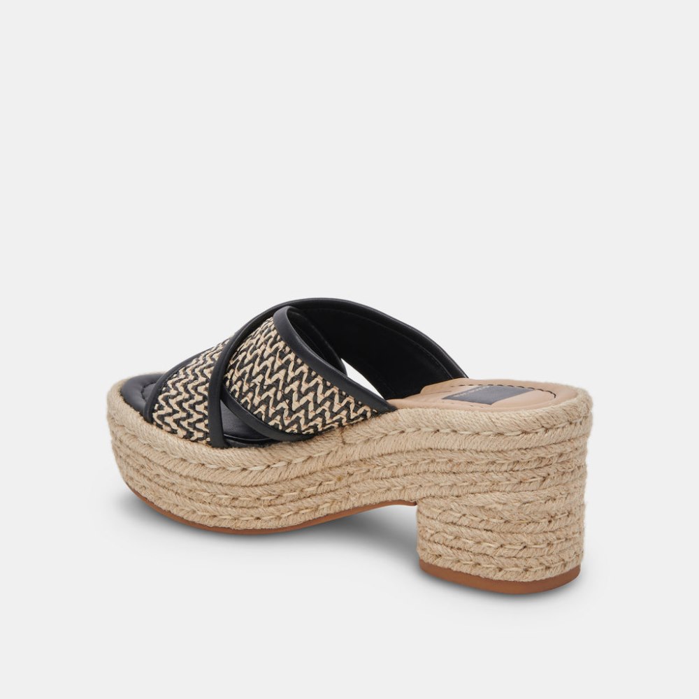 Dolce Vita Eldora Heels White Black Raffia