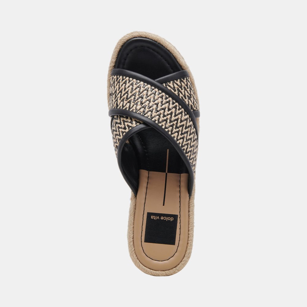 Dolce Vita Eldora Heels White Black Raffia