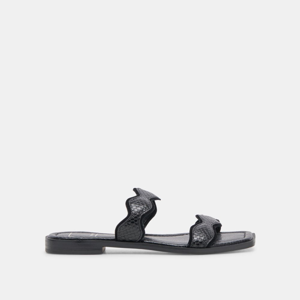 Dolce Vita Ilva Sandals Onyx Embossed Leather