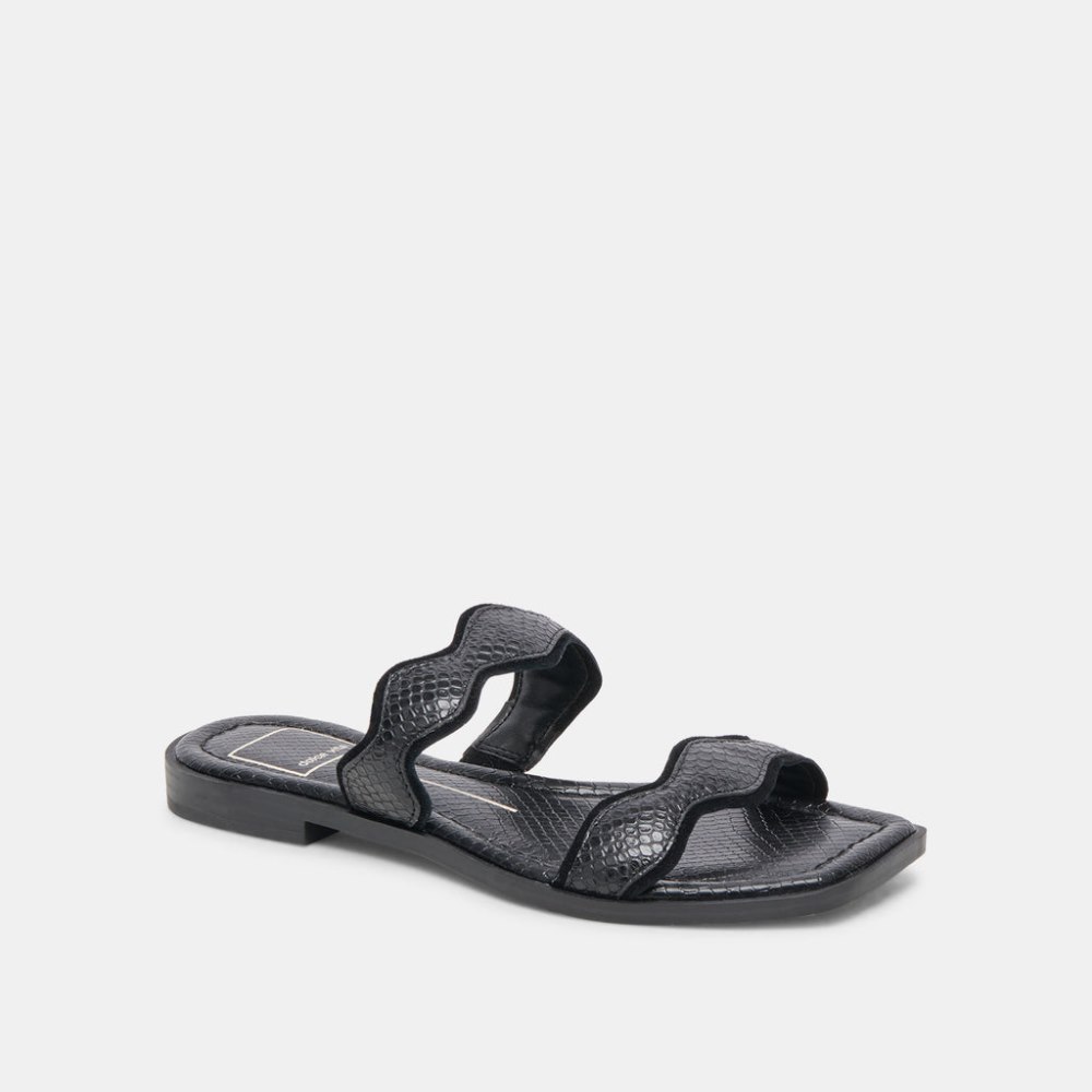 Dolce Vita Ilva Sandals Onyx Embossed Leather