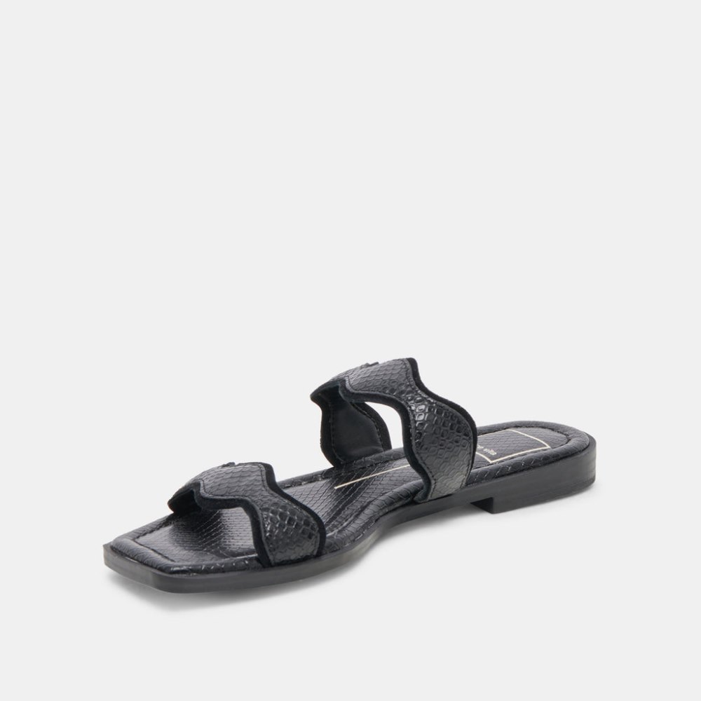 Dolce Vita Ilva Sandals Onyx Embossed Leather