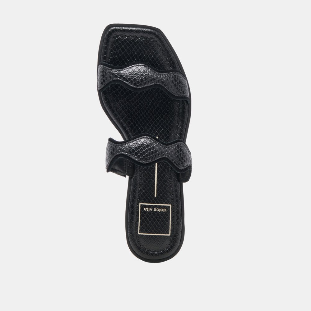 Dolce Vita Ilva Sandals Onyx Embossed Leather