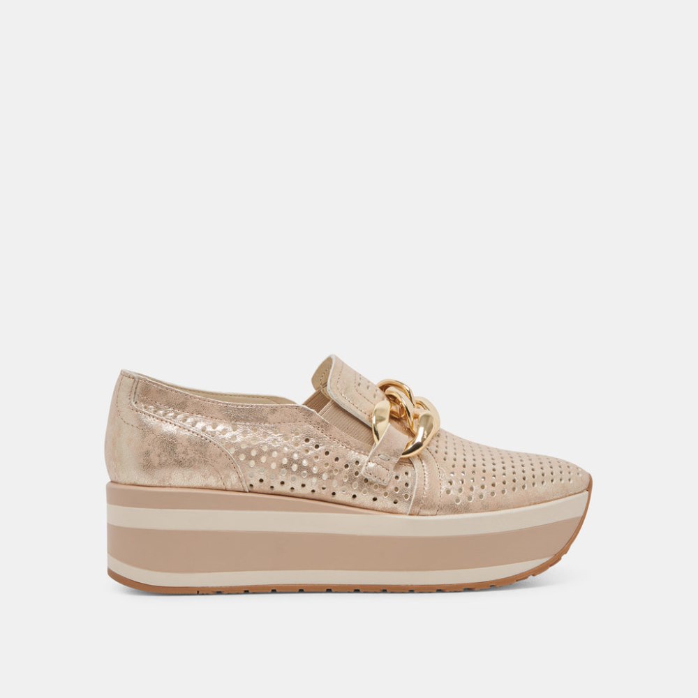 Dolce Vita Jhenee Perforated Sneakers Light Gold Nubuck