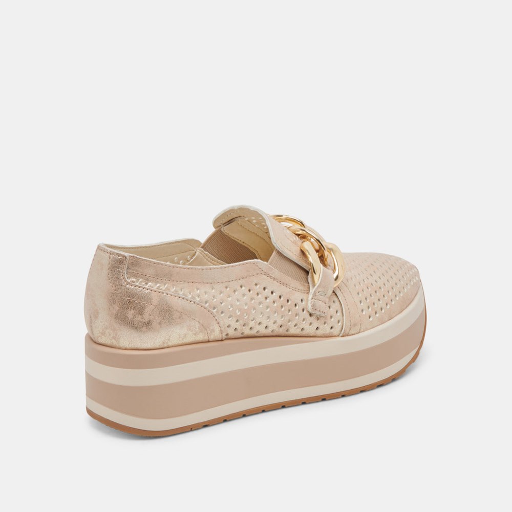Dolce Vita Jhenee Perforated Sneakers Light Gold Nubuck