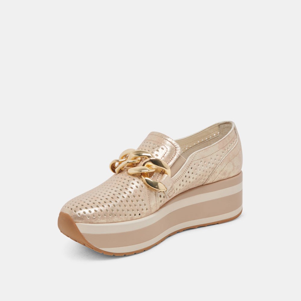 Dolce Vita Jhenee Perforated Sneakers Light Gold Nubuck
