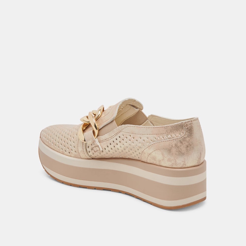 Dolce Vita Jhenee Perforated Sneakers Light Gold Nubuck