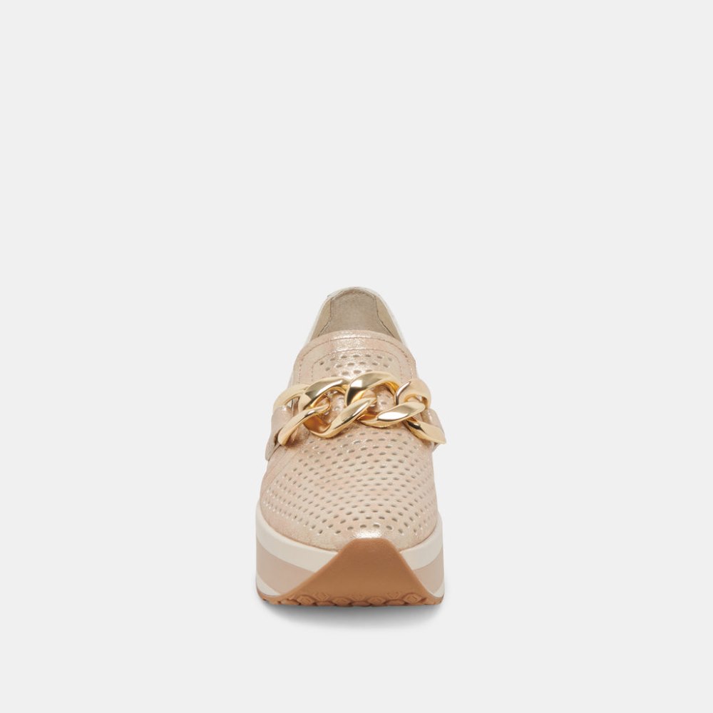 Dolce Vita Jhenee Perforated Sneakers Light Gold Nubuck