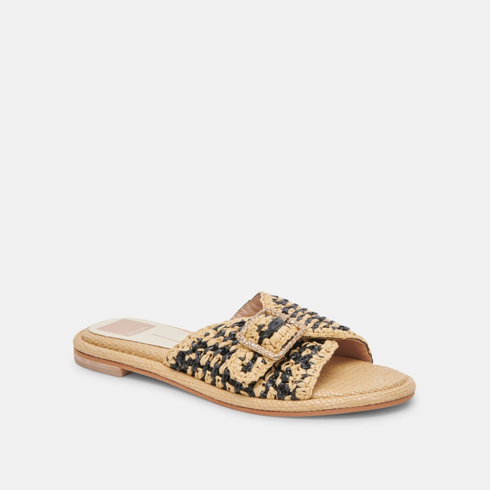 Dolce Vita Alonzo Sandals Black Natural Raffia