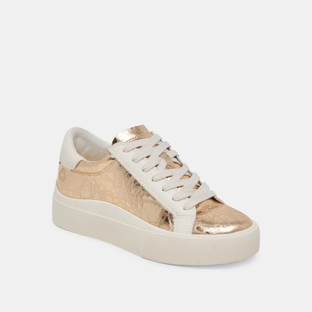 Dolce Vita Zayn 360 Sneakers Gold Distressed Leather