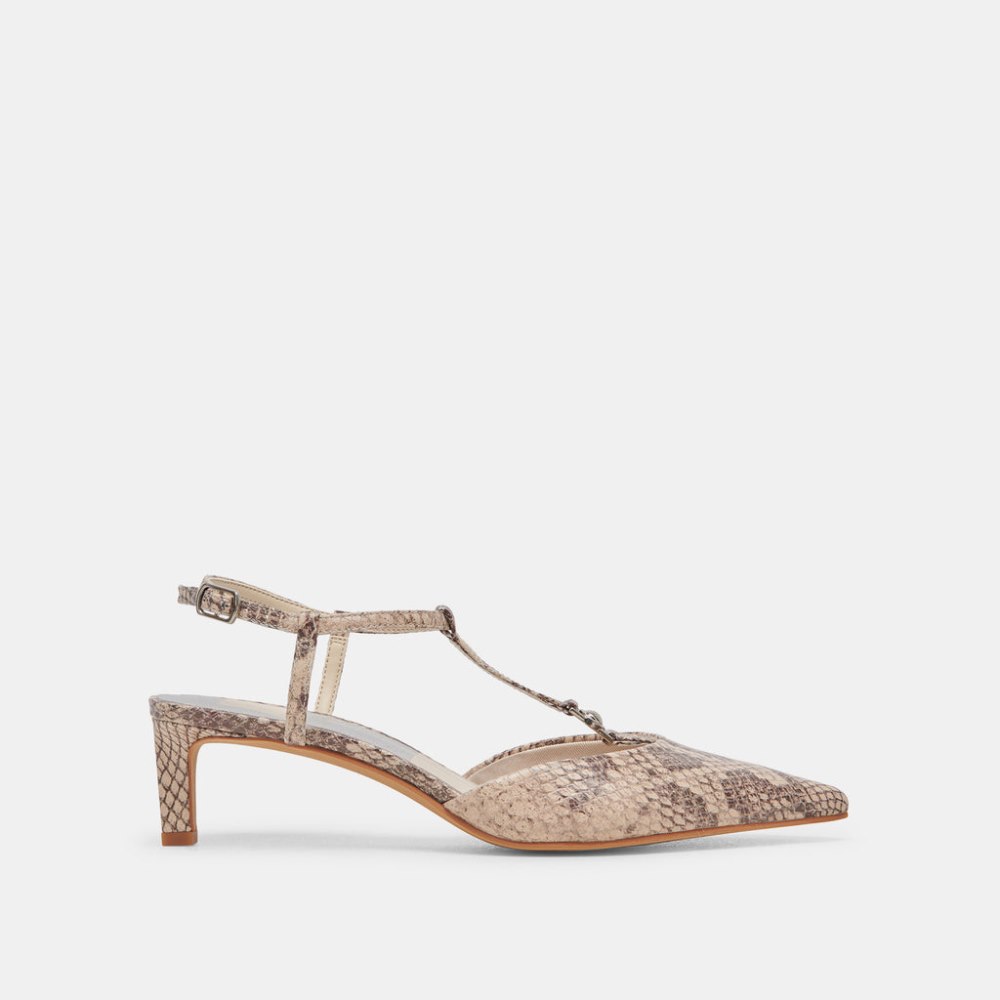 Dolce Vita Lavon Heels Sand Snake Embossed