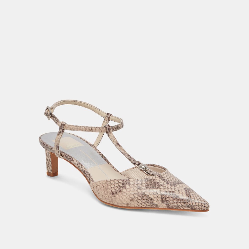 Dolce Vita Lavon Heels Sand Snake Embossed