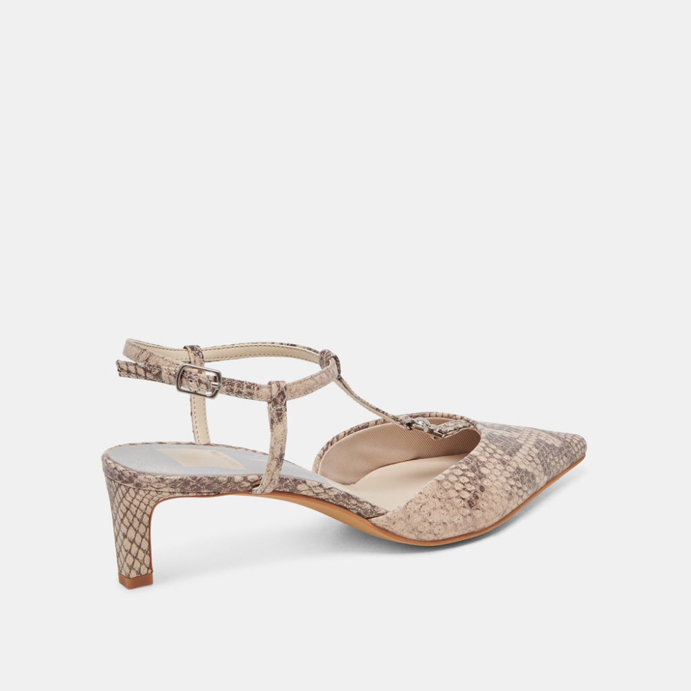 Dolce Vita Lavon Heels Sand Snake Embossed