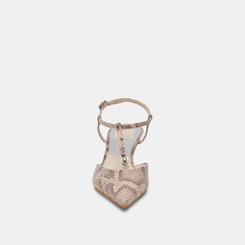 Dolce Vita Lavon Heels Sand Snake Embossed