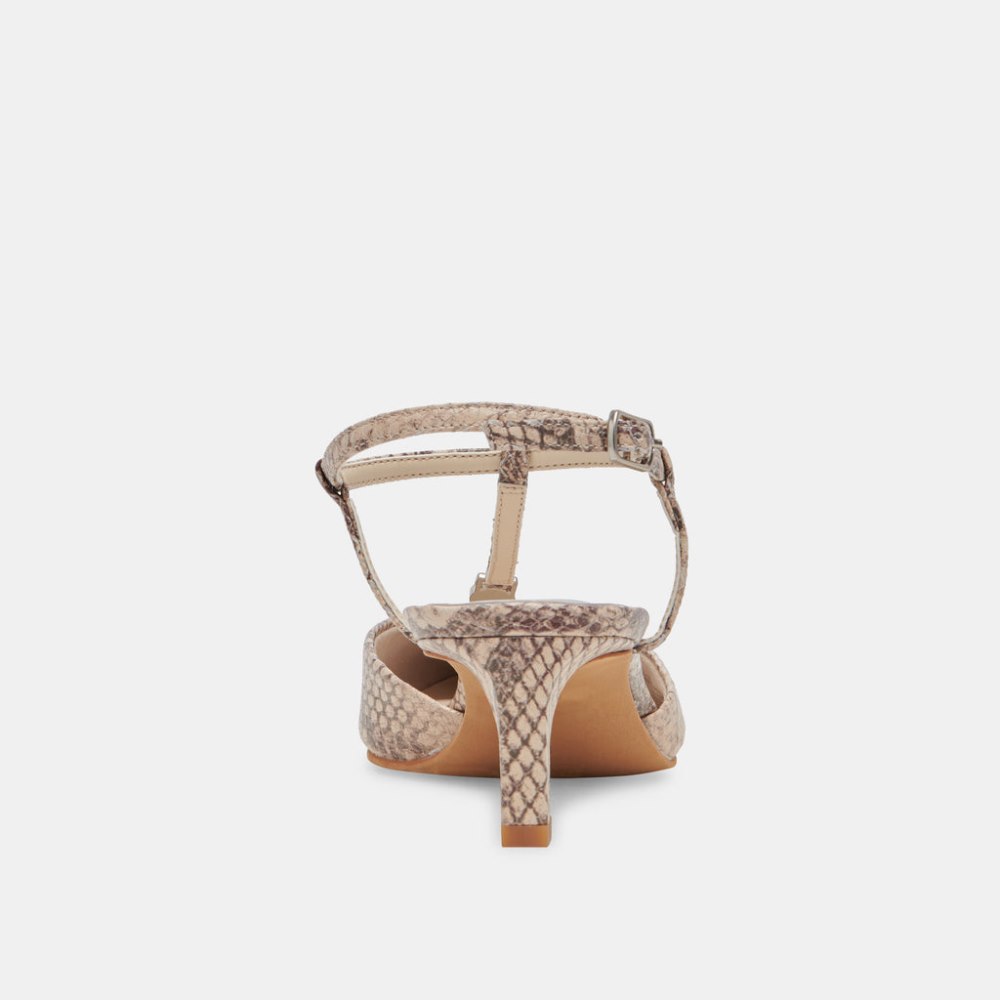 Dolce Vita Lavon Heels Sand Snake Embossed