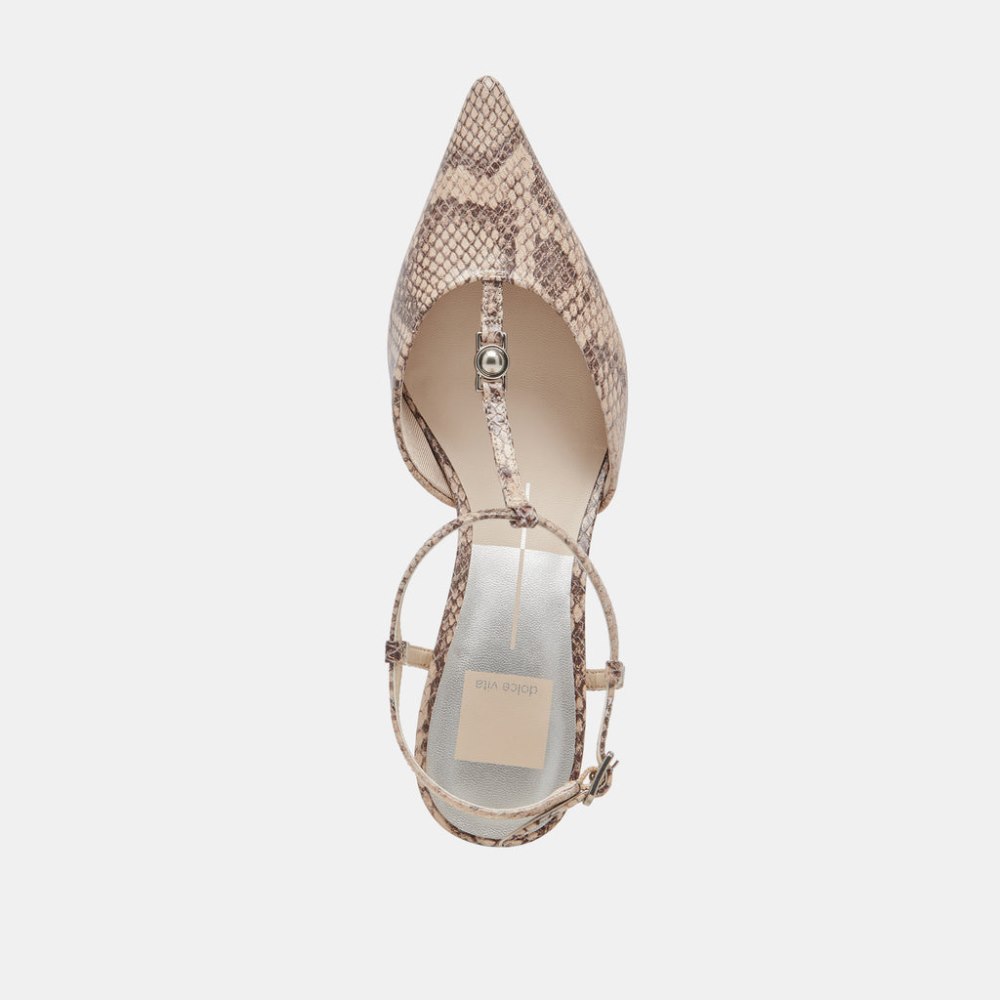 Dolce Vita Lavon Heels Sand Snake Embossed