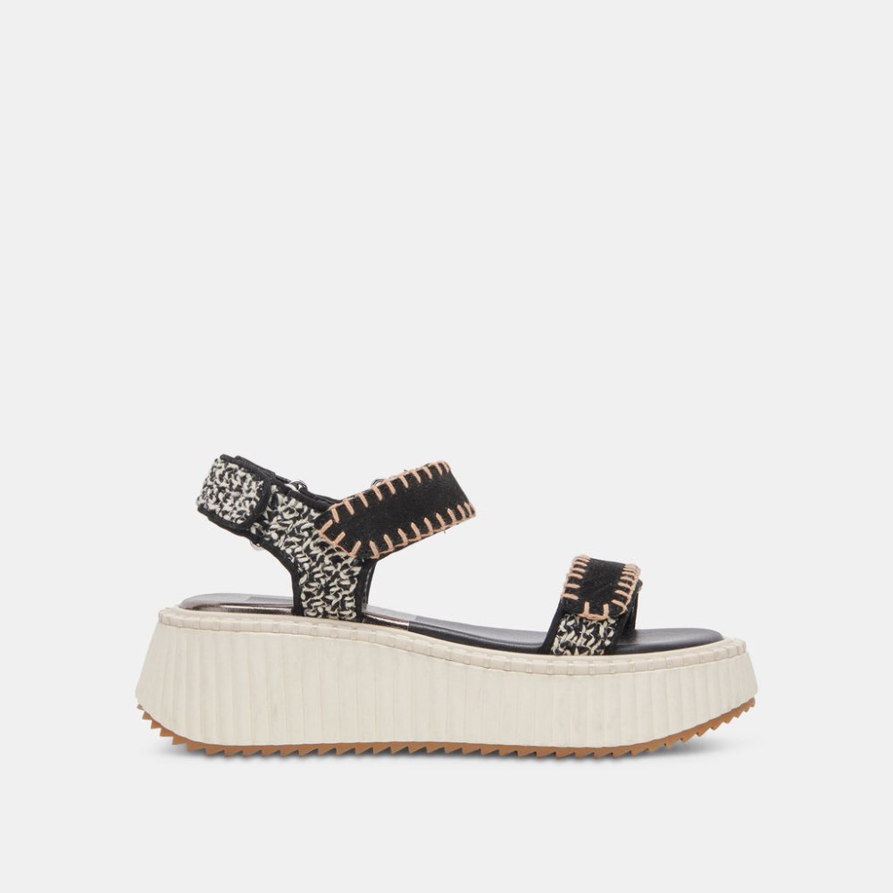Dolce Vita Debra Sandals Black White Nubuck