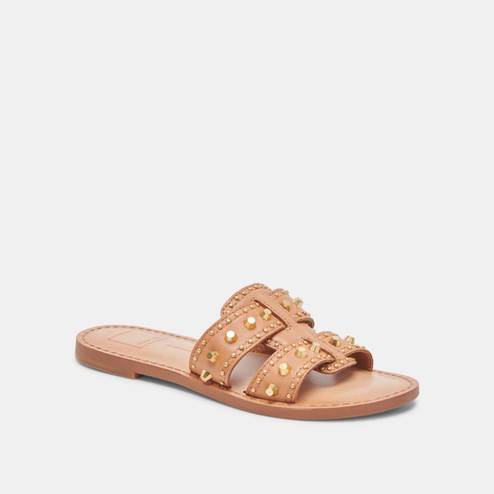 Dolce Vita Wesla Stud Sandals Honey Leather