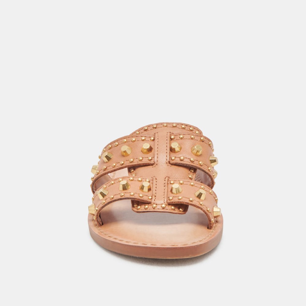 Dolce Vita Wesla Stud Sandals Honey Leather