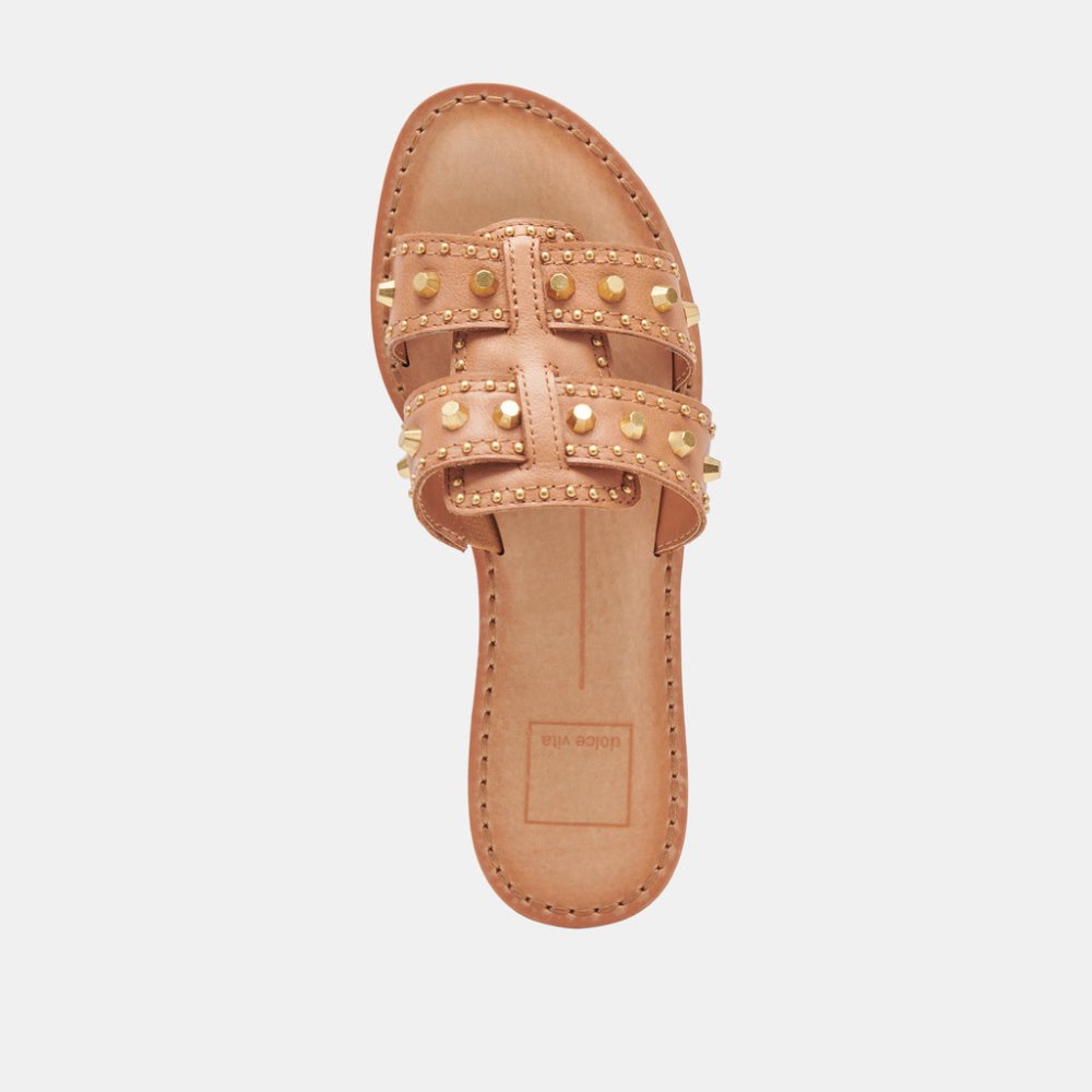 Dolce Vita Wesla Stud Sandals Honey Leather