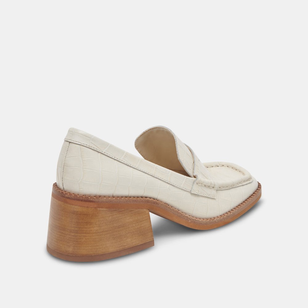 Dolce Vita Talie Loafers Ivory Embossed Leather