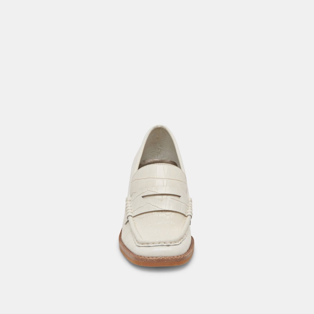 Dolce Vita Talie Loafers Ivory Embossed Leather
