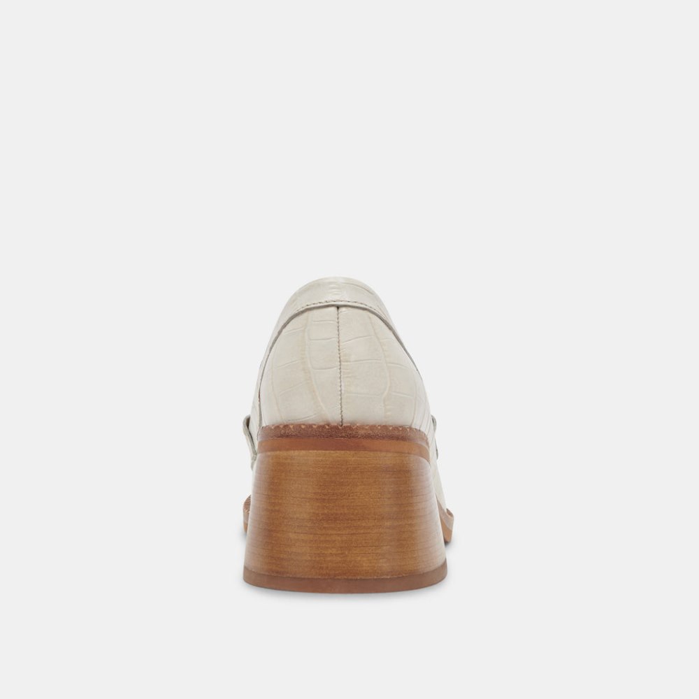 Dolce Vita Talie Loafers Ivory Embossed Leather