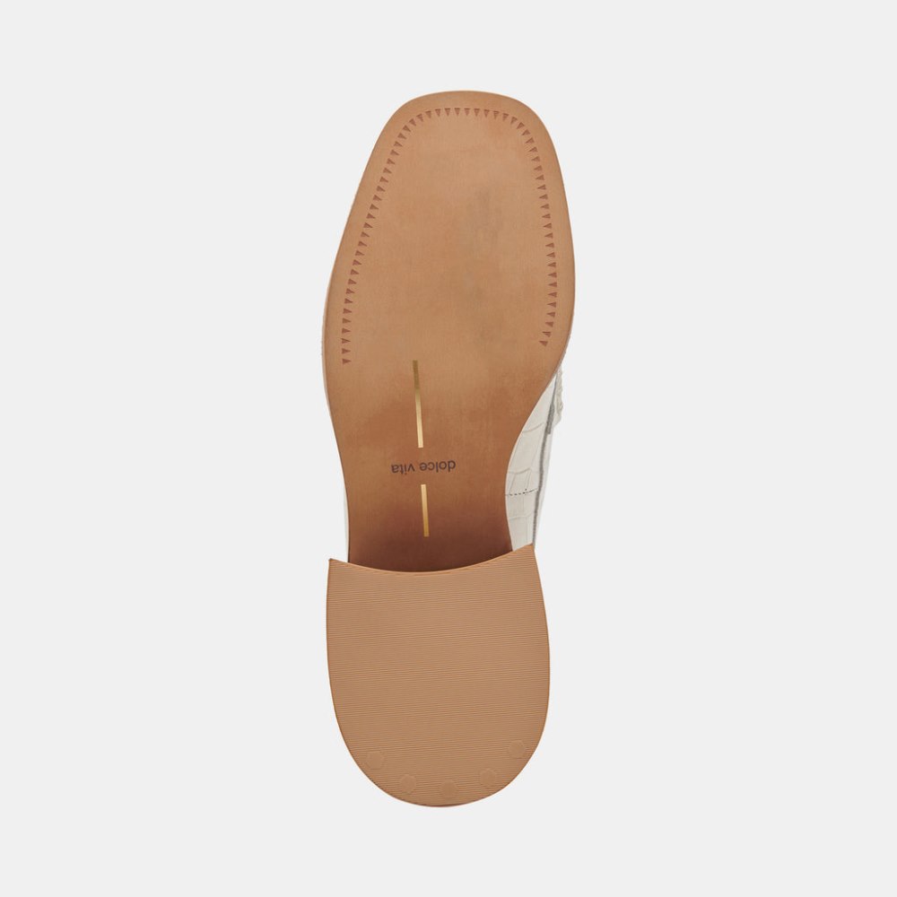 Dolce Vita Talie Loafers Ivory Embossed Leather