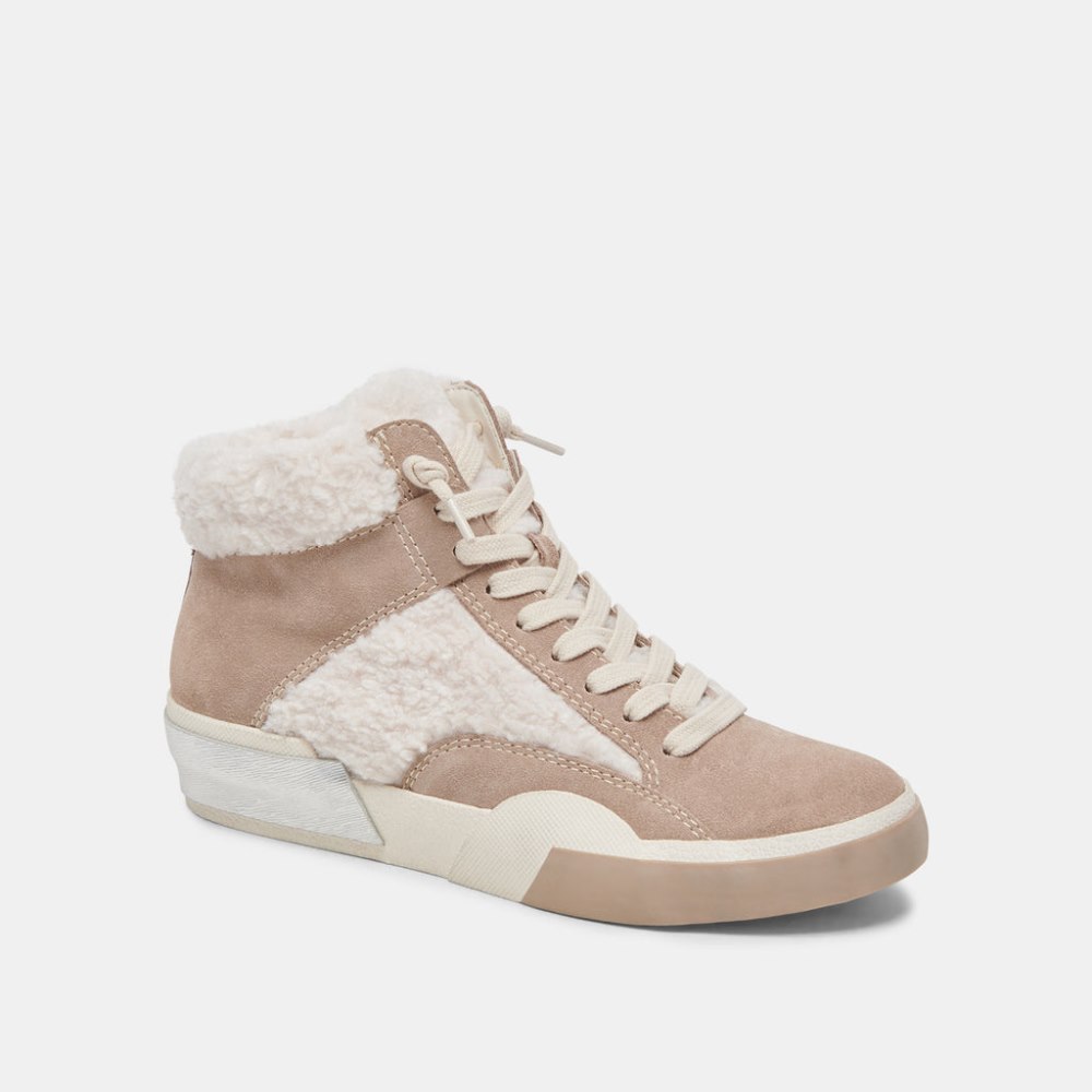 Dolce Vita Zilvia Plush Sneakers Taupe Multi Suede