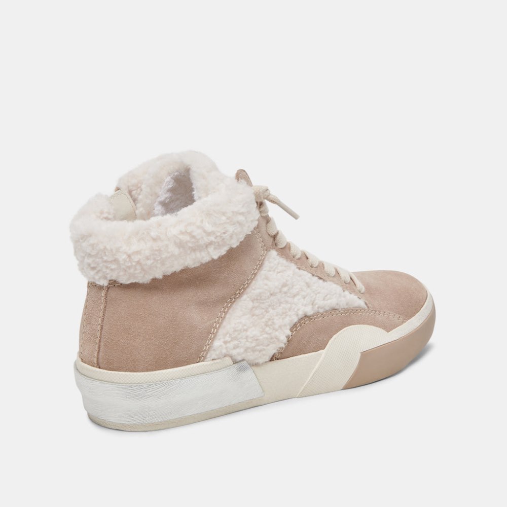 Dolce Vita Zilvia Plush Sneakers Taupe Multi Suede