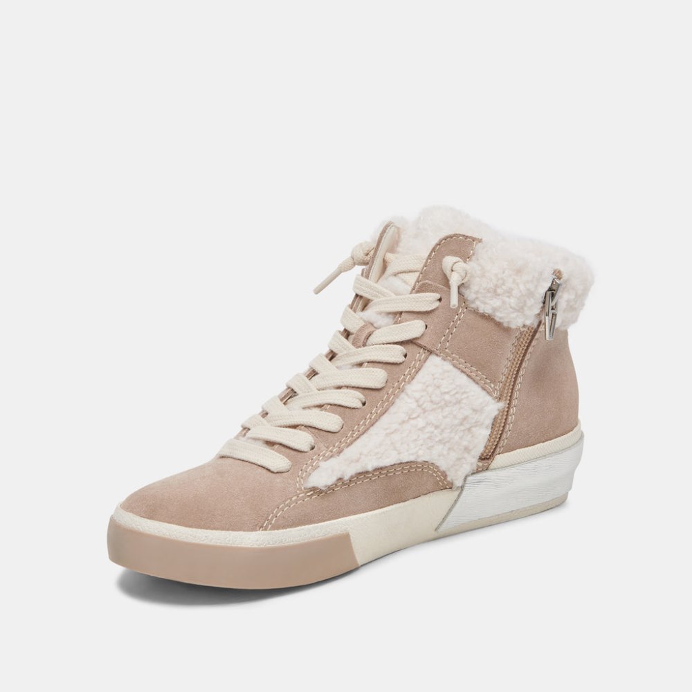 Dolce Vita Zilvia Plush Sneakers Taupe Multi Suede