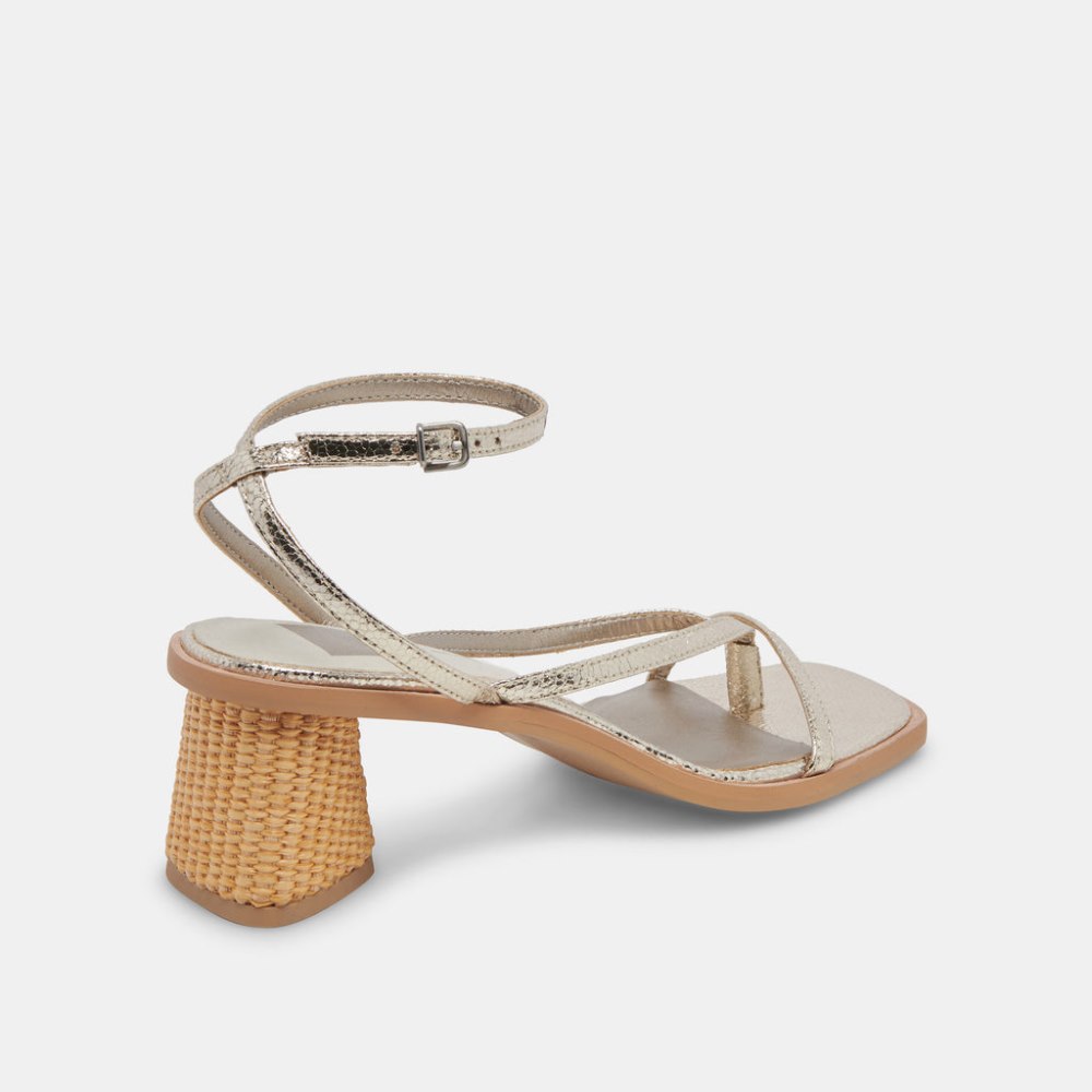 Dolce Vita Banita Wide Sandals Light Gold Crackled Stella